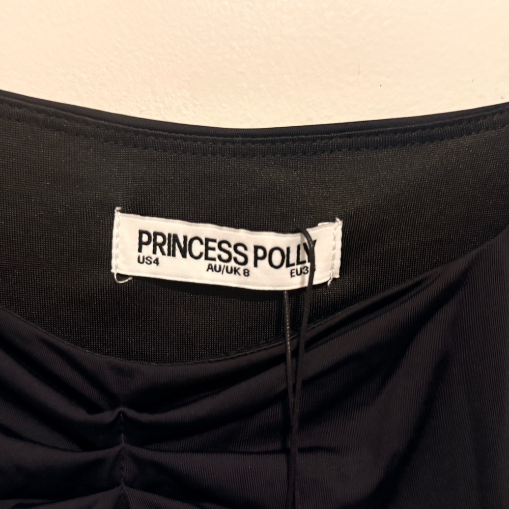 Princess Polly Black Long Sleeve Scoop Ruched Top - Picture 3 of 7